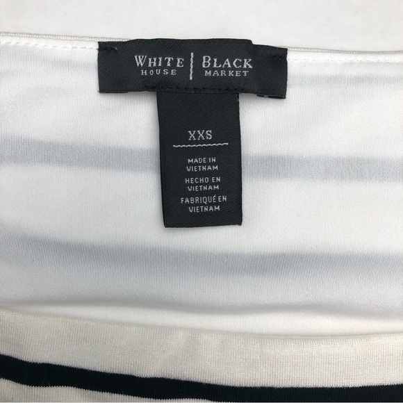 ⭐️NEW⭐️White House Black Market (WHBM) 3/4 Sleeve Boat Neck Striped Knit Top - Picture 7 of 8